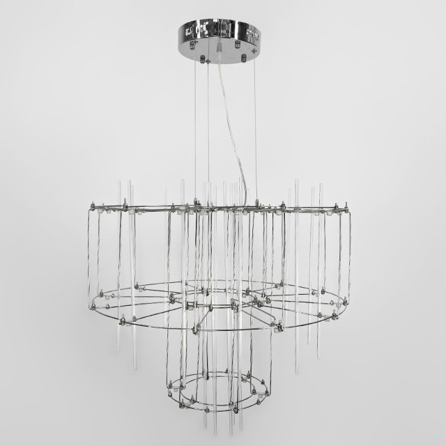 Дизайнерская серебряная двухъярусная люстра LIMJ 205-600 CH