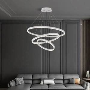 Люстра светодиодная на три белых кольца 7529832-3A WHITE LED (400+600+800)