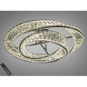 Кришталева стельова люстра DI 562/600+400CH LED 105W з пультом, 3 режими світла, хром