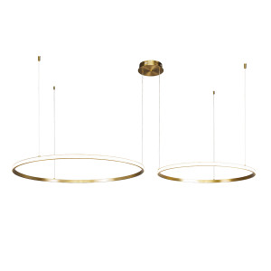Люстра підвісна на два кільця 7529833-2B BRONZE LED (600+800)