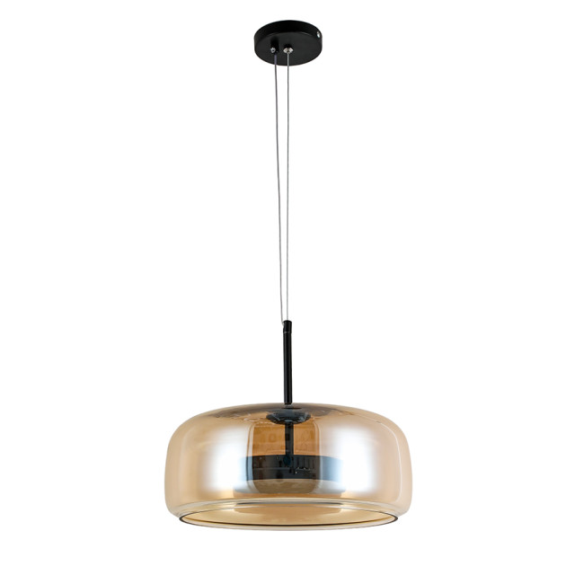 Підвісний світильник 909XL158-1 LED (330) BK+AM, скляний плафон, 9W, 3 режими світла