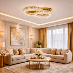 LED люстра кільця 180W золото з пультом сучасна стельова DI MX6027/600+400S-gold