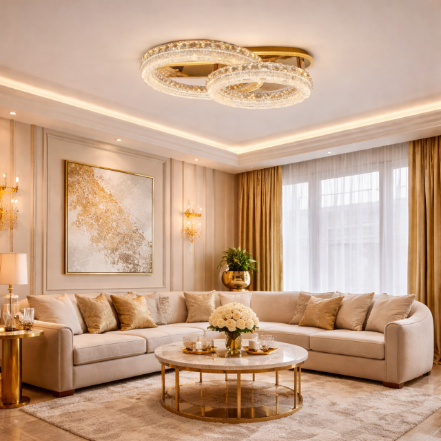 LED люстра кільця 180W золото з пультом сучасна стельова DI MX6027/600+400S-gold фото LED люстра кільця 180W золото з пультом сучасна стельова DI MX6027/600+400S-gold
