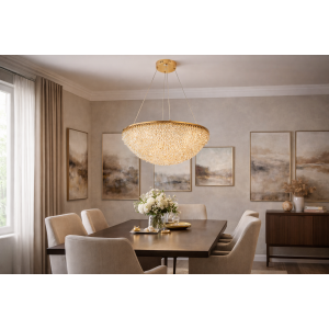 Підвісна LED-люстра 7897205 (500) GD — кришталева люстра у золотому кольорі з пультом та трьома режимами світла