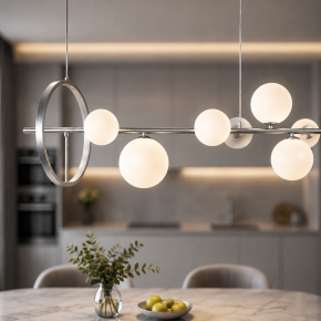 Підвісна люстра срібло з білими плафонами G9 LED 918LP267-7 SL+WH