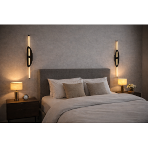 LED бра 786AM3303B (800) BK — черное современное настенное бра с вертикальной LED-линией, 8W, 3 режима света