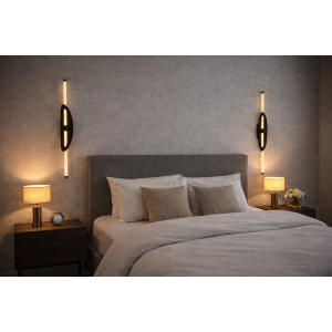 LED бра 786AM3303B (800) BK — черное современное настенное бра с вертикальной LED-линией, 8W, 3 режима света