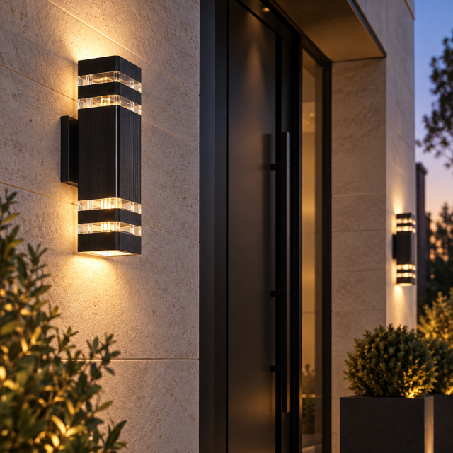 Уличное архитектурное черное бра 2×E27 IP54 99159-2 фото Бра вуличне 99159-2