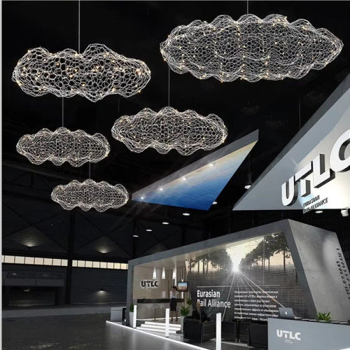 Декоративна люстра-хмаринка LED CLOUD у срібному корпусі 80х45 см