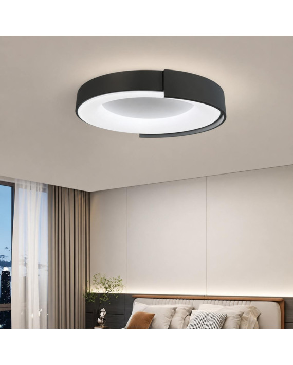 Стельовий LED-світильник у чорному корпусі на три режими Ø62х12 см