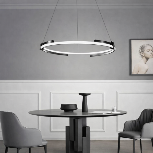 LED люстра у чорному кільцевому каркасі Ø 80 см