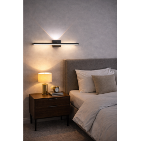 LED бра C24/600 BK — удлиненное настенное бра в черном металлическом корпусе, 600 мм