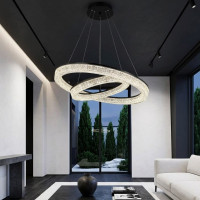 Люстра подвесная на два кольца LED ZI XL8009/40+60 черная 120 Вт