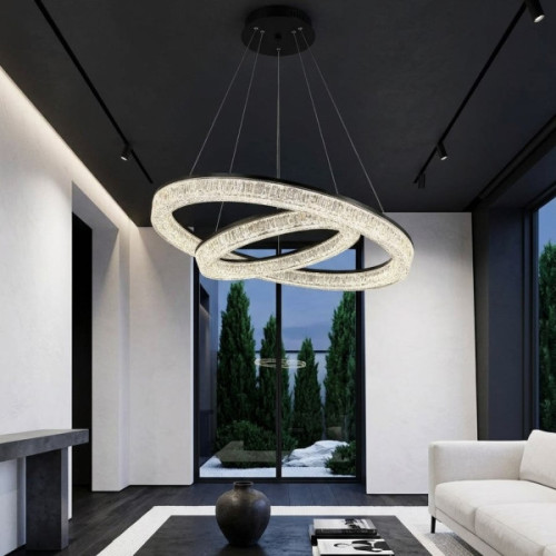 Люстра підвісна на два кільця LED ZI XL8009/40+60 чорна 120 Вт