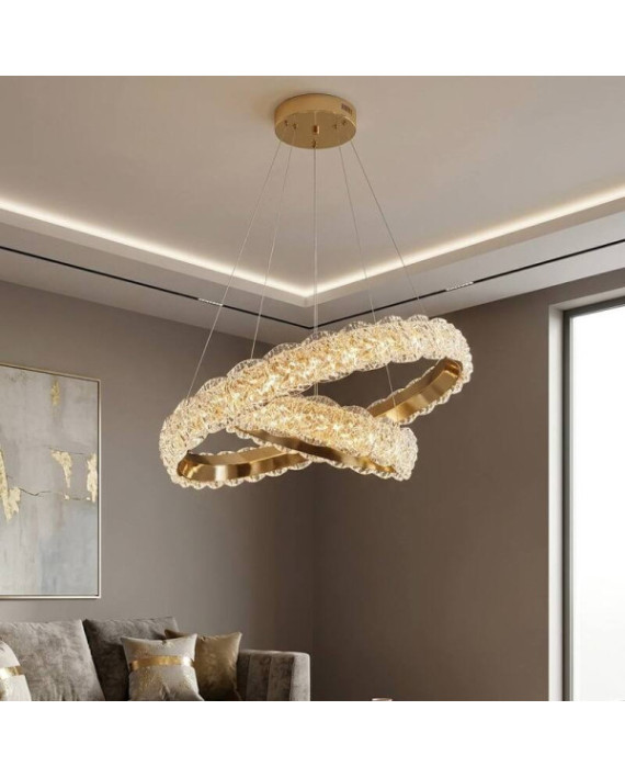 Підвісна світлодіодна люстра на тросах 50+30 см LED 100 Вт золото ZIDF6280/500+300