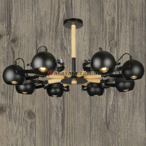 Люстра стельова Loft Wooden Spin 752314-8 чорна