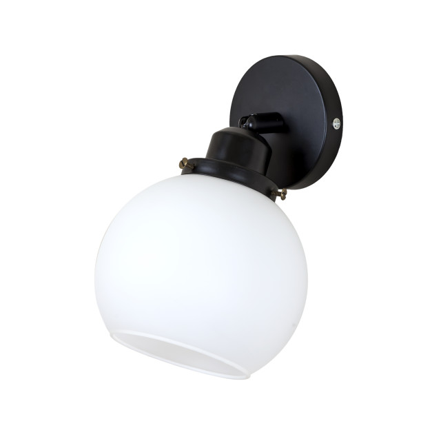 Бра в черном цвете с белым плафоном 916W09F-1 BK+WH