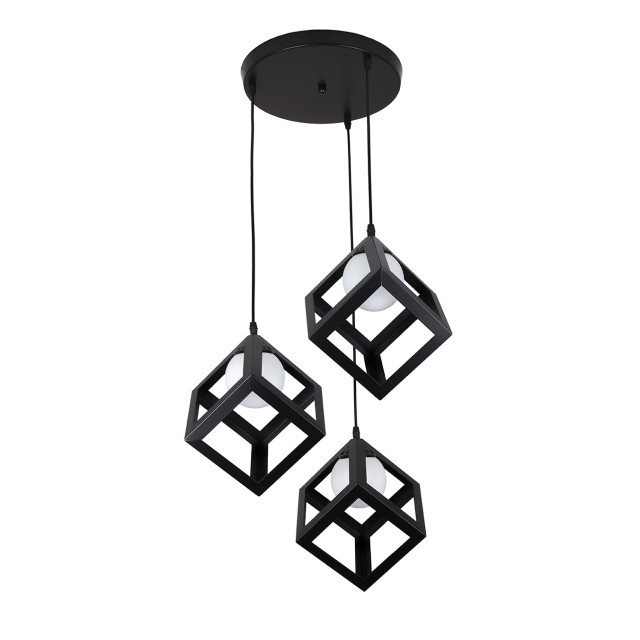 Підвісний світильник 756PR160glass-3 BK+WH (300)