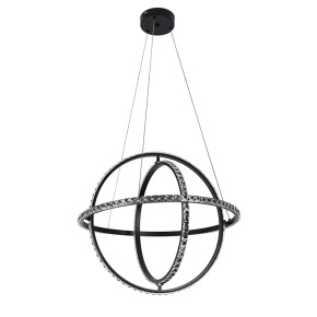 LED люстра 799L8703S-3 (600) — стельова чорна люстра з кристалічними кільцями та пультом