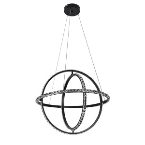 LED люстра 799L8703S-3 (600) — стельова чорна люстра з кристалічними кільцями та пультом