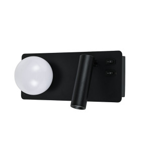 Бра 774W2501A LF BK — чорне LED бра з кулею та спотом, 6,5W