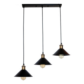 Підвісний світильник LOFT на 3 плафони на планці 707P103F11-3 BK (500)