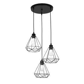 Підвісний світильник LOFT на 3 плафони 7522019F-3 BK+BK