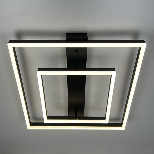 Сучасний LED-світильник у чорному корпусі із двох квадратів 50х50 см фото Сучасний LED-світильник у чорному корпусі із двох квадратів 50х50 см