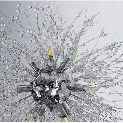 Пухнастий підвісний світильник у вигляді кульбаби в корпусі хром Ø 55 см