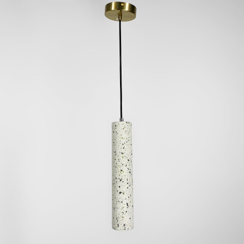 Підвіс Terrazzo Cylinder Long із білим бетонним плафоном 30х6 см
