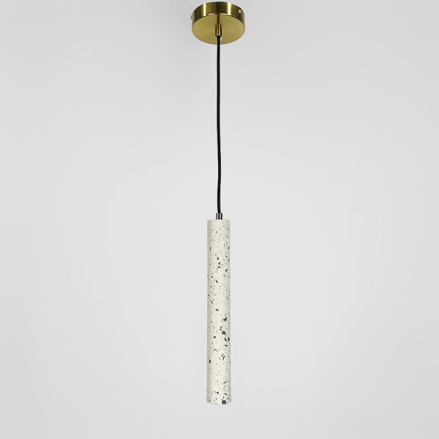 Підвіс Terrazzo Cylinder Long із білим бетонним плафоном 30х4 см