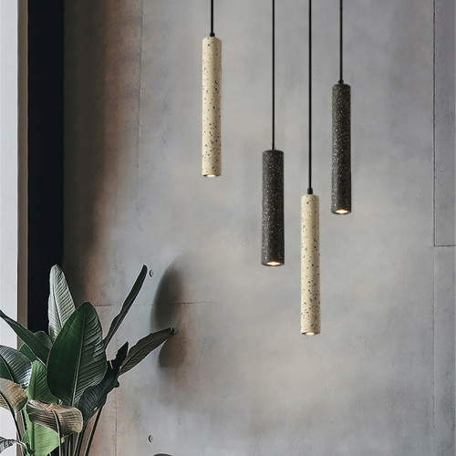 Підвіс Terrazzo Cylinder Long із сірим бетонним плафоном 30х6 см