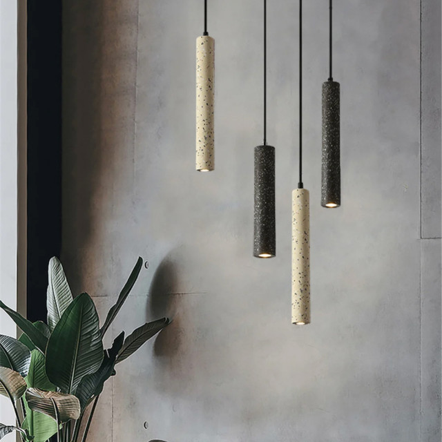 Підвіс Terrazzo Cylinder Long із сірим бетонним плафоном 30х6 см