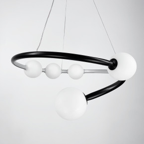 Дизайнерська чорна LED люстра з акриловими кульками