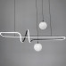 Дизайнерська чорна LED люстра з 2 білими плафонами