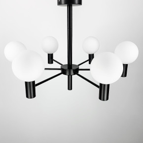 Сучасна чорна люстра з білими плафоном на 6 ламп