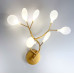 Флористичний настінний світильник у золотому корпусі на 7 плафонів