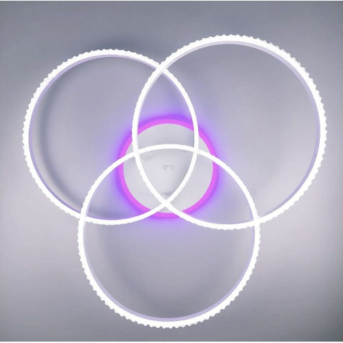 LED світильник білий на 3 кільця з хромованою смужкою d50 см