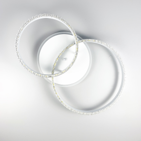 LED люстра на 2 кільця білого кольору з фурнітурою хром