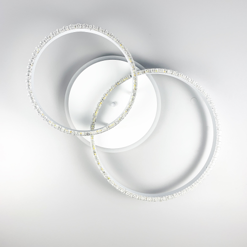 LED люстра на 2 кільця білого кольору з фурнітурою хром
