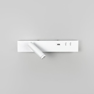 Біле бра з поворотним спотом зліва + розʼєм USB