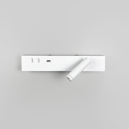 Біле бра з поворотним спотом справа + розʼєм USB