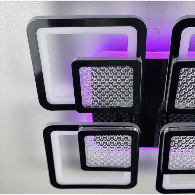 LED люстра на 4+4 квадрати в чорному кольорі фото LED люстра на 4+4 квадрати в чорному кольорі