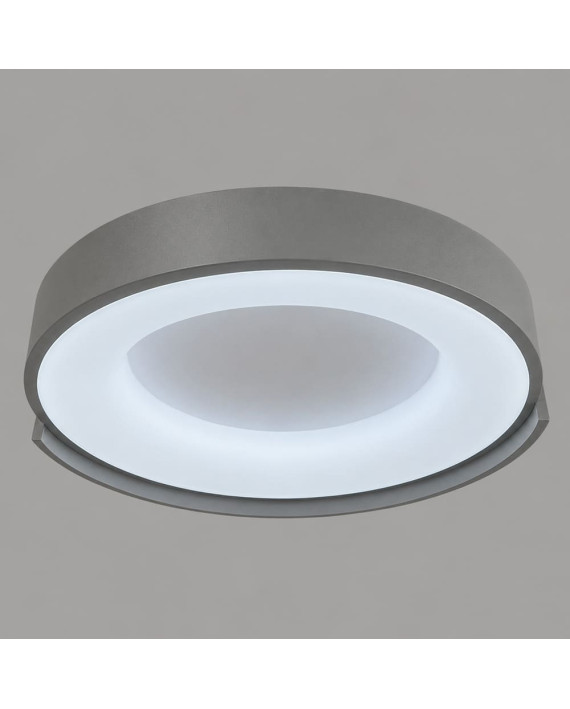 Стельовий LED-світильник у сірому корпусі на три режими Ø50х12 см