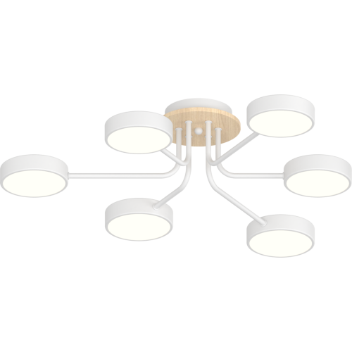 Люстра LED VALESO XI3333-6 білий+дерево,72W,3000-6000K