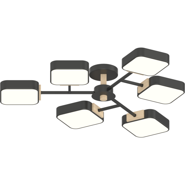 Люстра LED VALESO XI3363-6 ,3000K, 4200K, 6000Kчорний+дерево