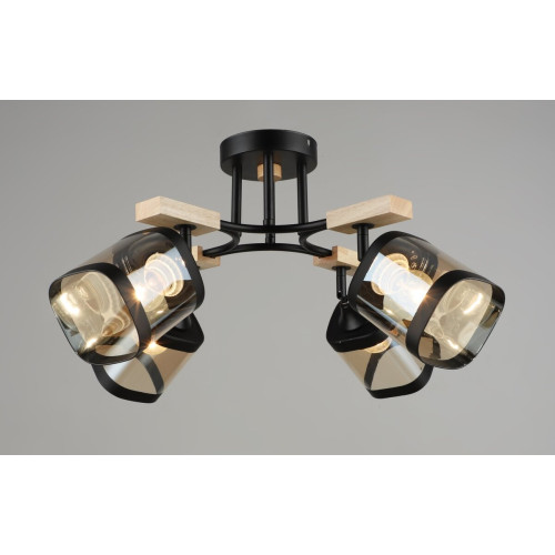 Люстра стельова Sirius B N5680/4 BK+WOOD