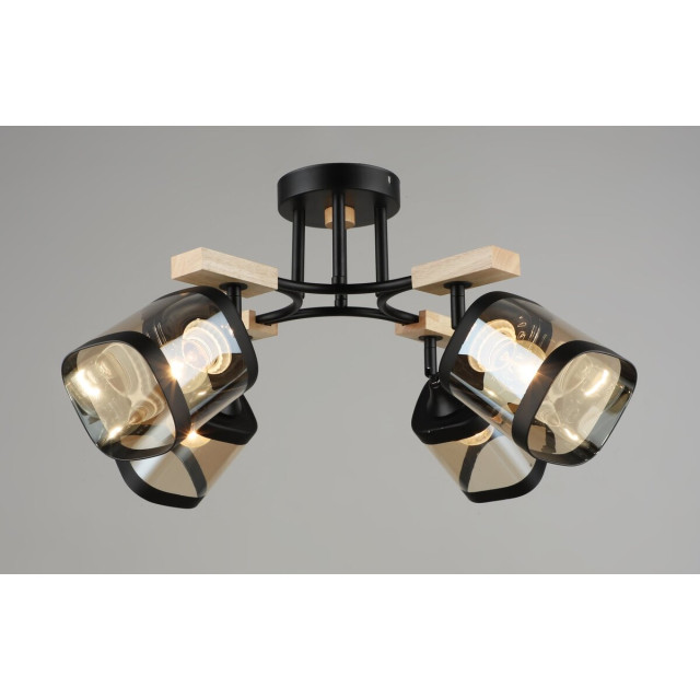 Люстра стельова Sirius B N5680/4 BK+WOOD