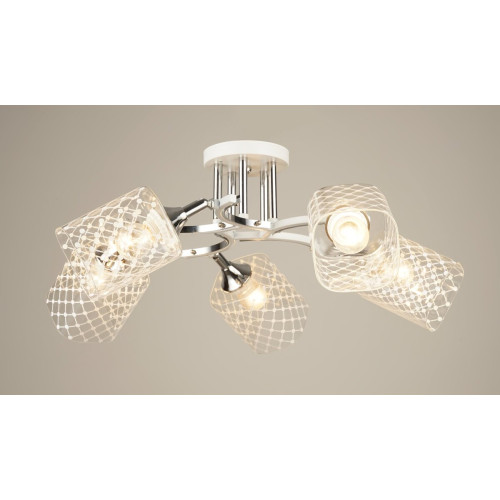 Люстра стельова Sirius B N4513/5 WT+CH з поворотнім механізмом