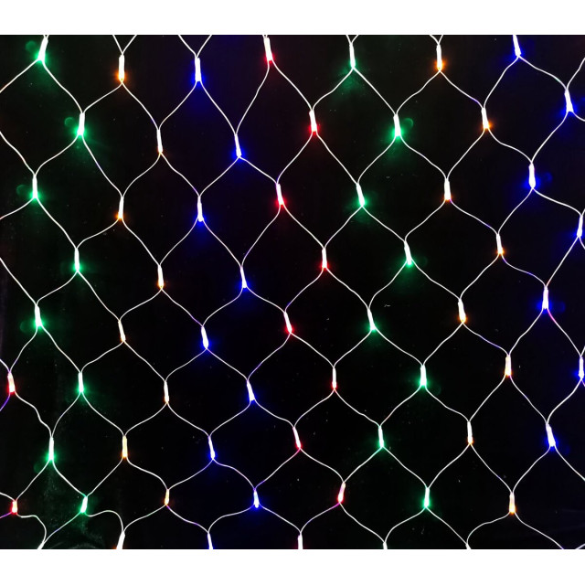 Гірлянда-сітка новорічна LED VALESO 160 RGB 1.2x1.5 м 8 режимів Зелений провід LKS5048